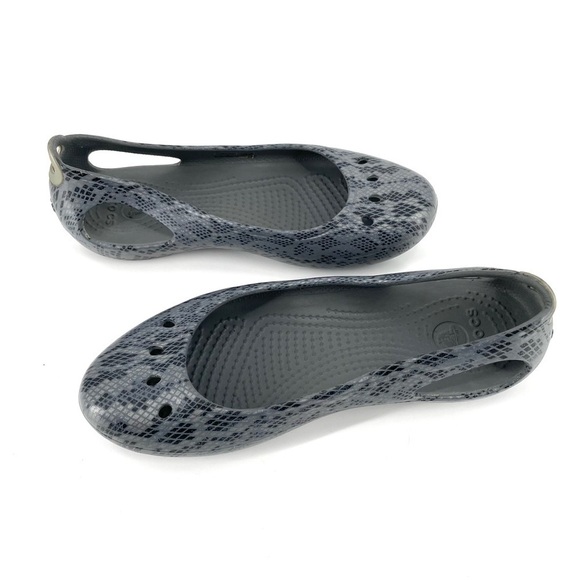 Crocs Kadee Ballet Flat Slip On Shoes Snake Print Casual Sandals - Picture 3 of 7